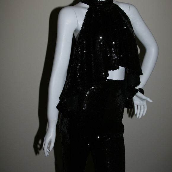 Stunningly beautiful Black sequin pant set - Picture 7 of 8